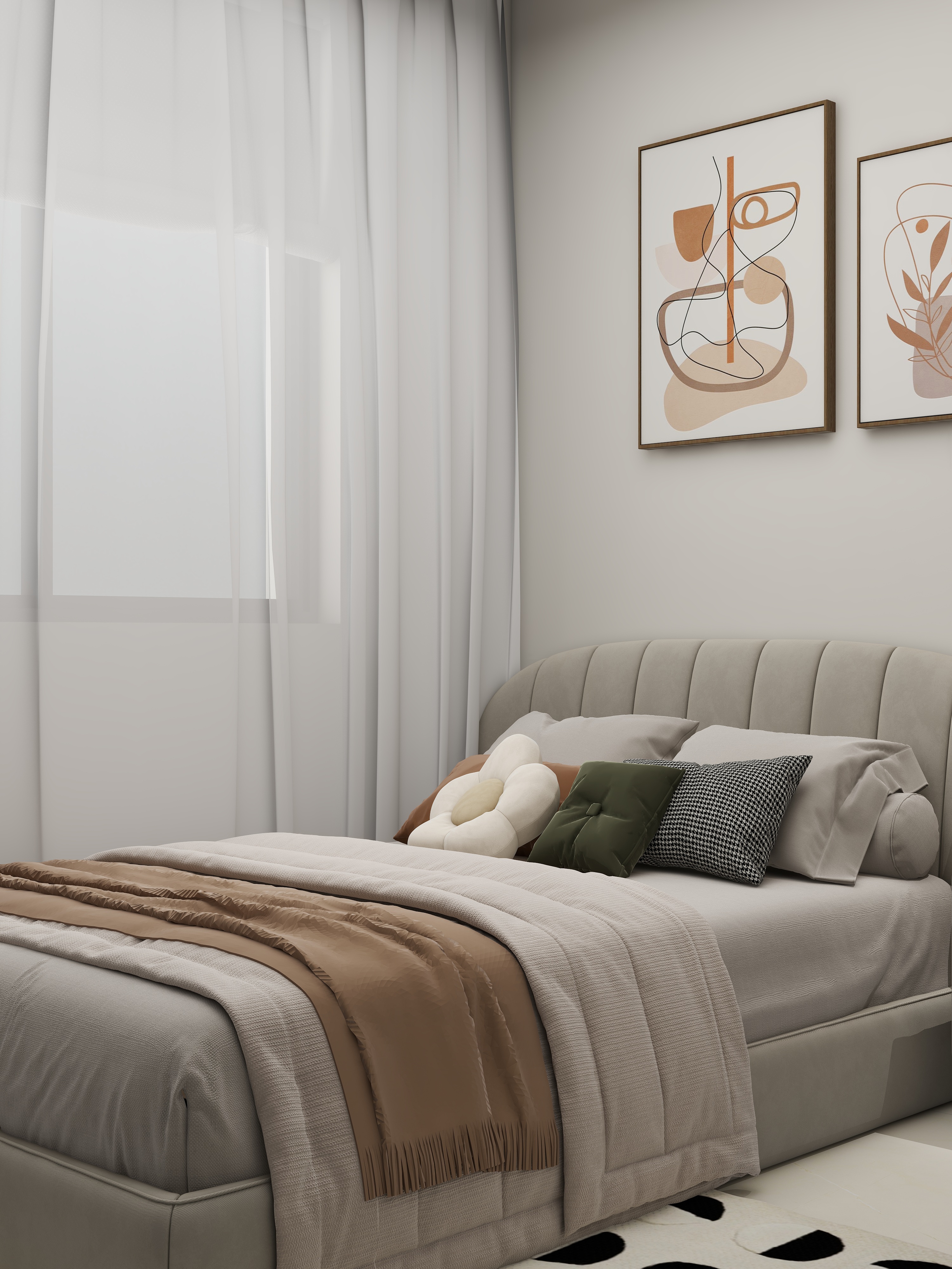 90㎡治愈系奶油风丨90空间设计-30