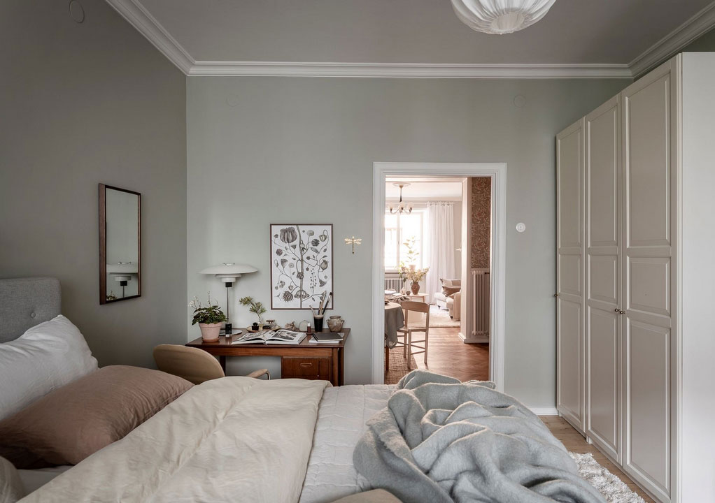 瑞典哥德堡公寓的花卉墙纸餐厅设计-30