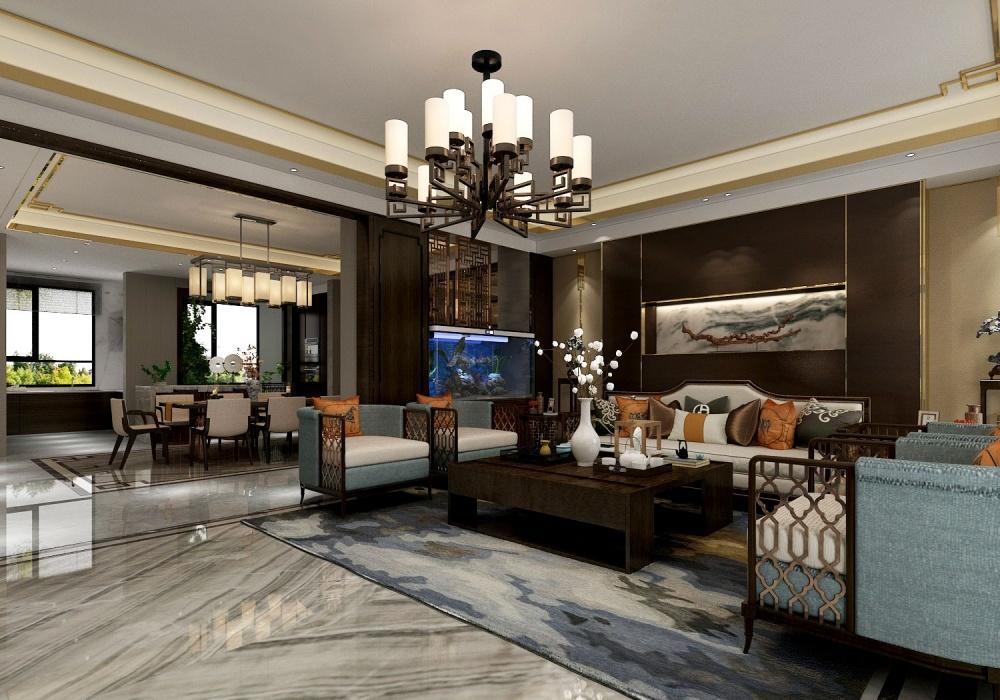 盛高山鼎260㎡新中式别墅装修效果图-12