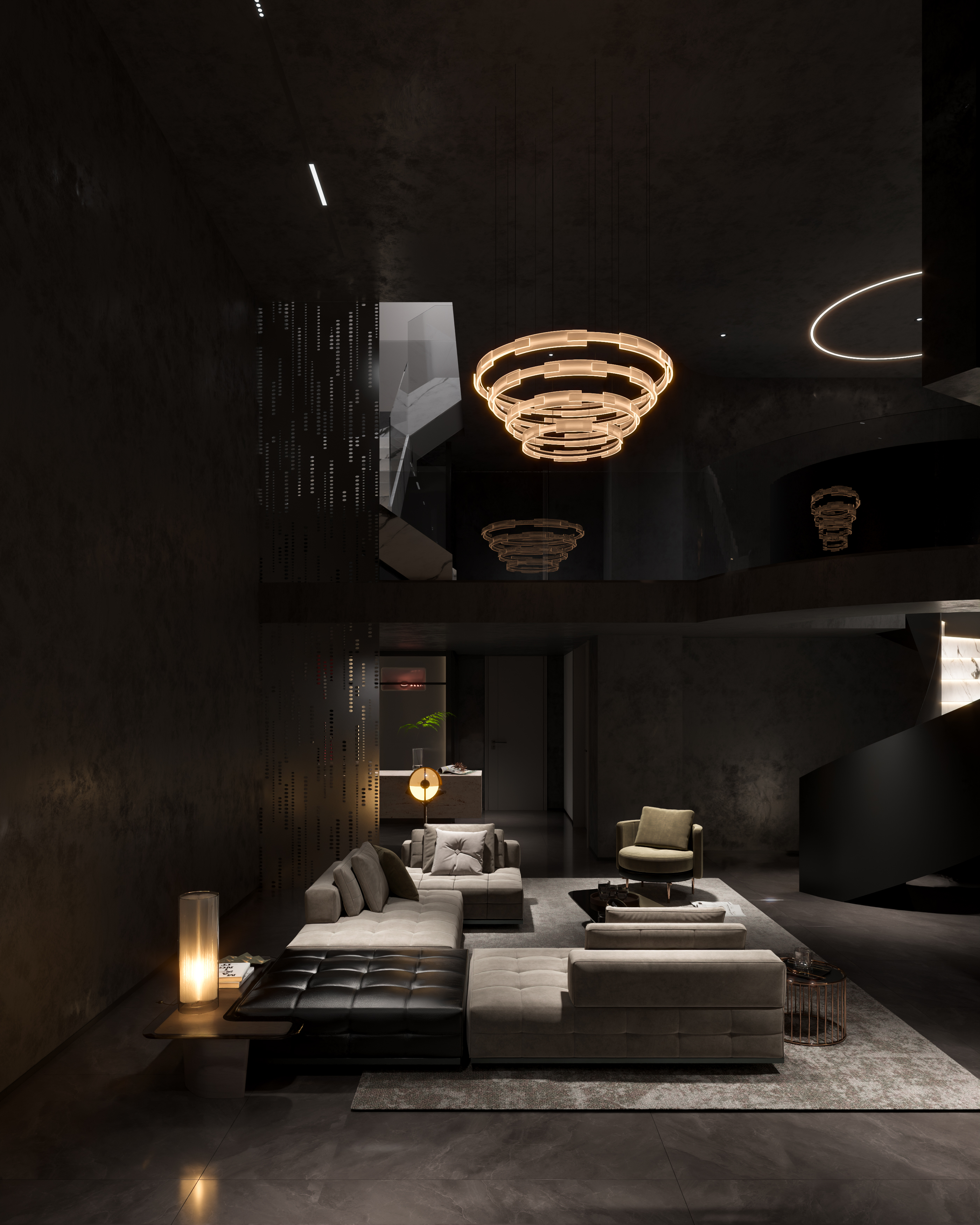 现代风地下室设计暗黑色调（郑州滨河风华）-5