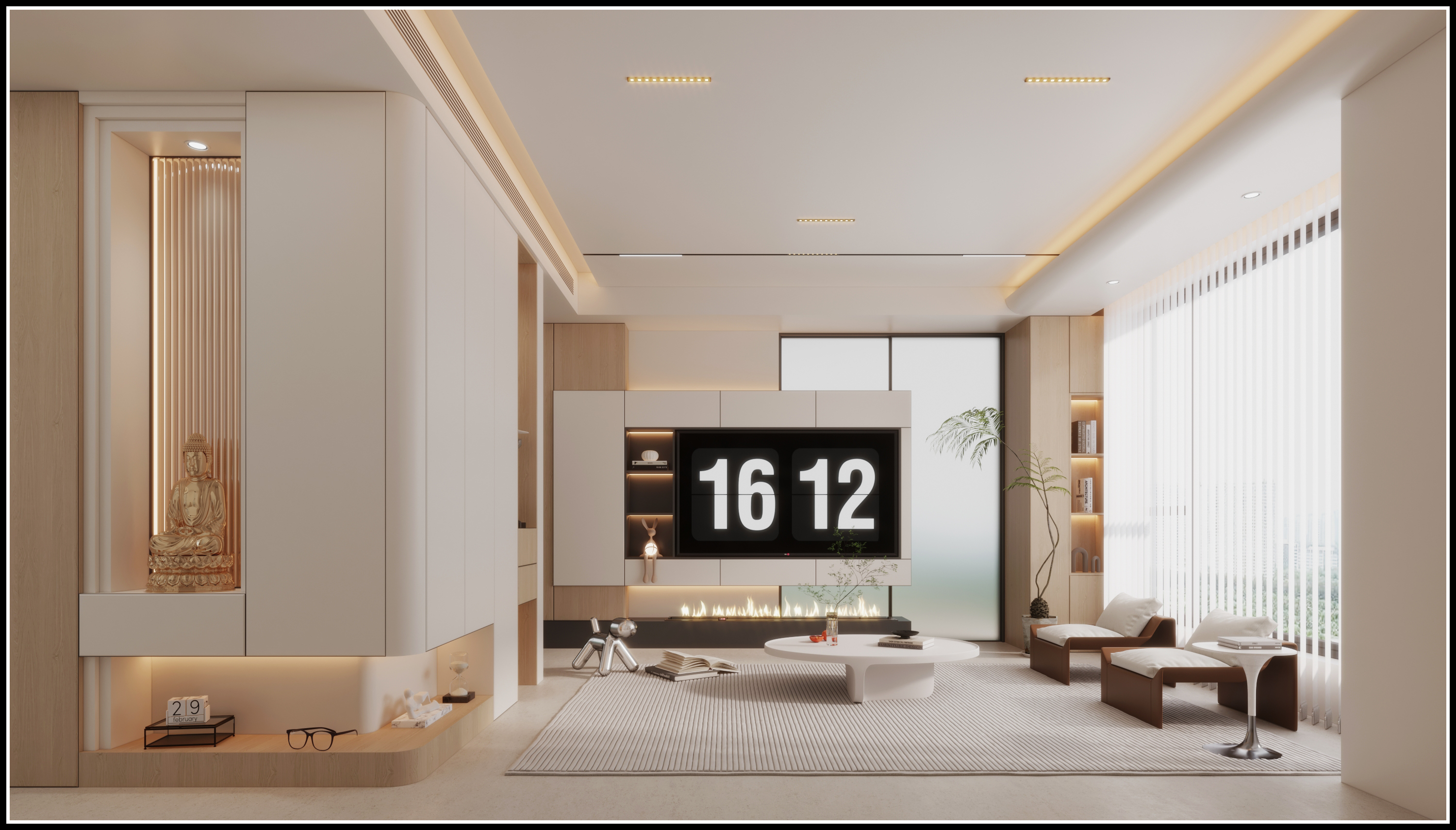 106m²现代奶油原木风-0