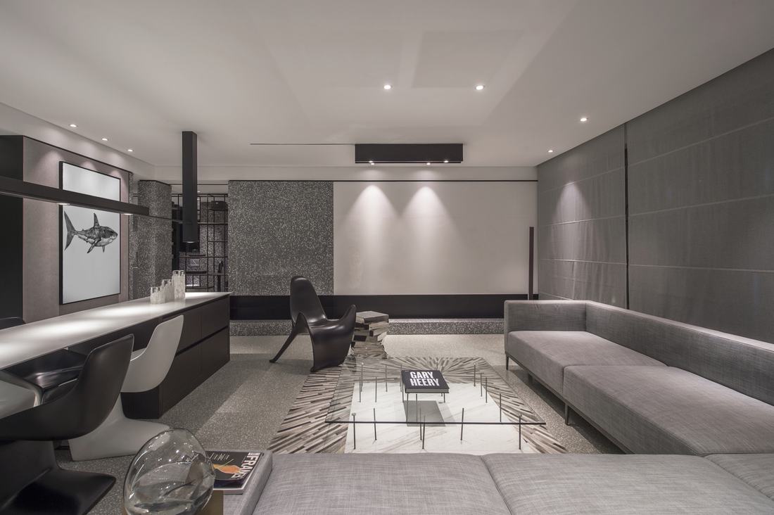 140平米爆改为一室，宠物鲨鱼的黑白世界极简至极-3