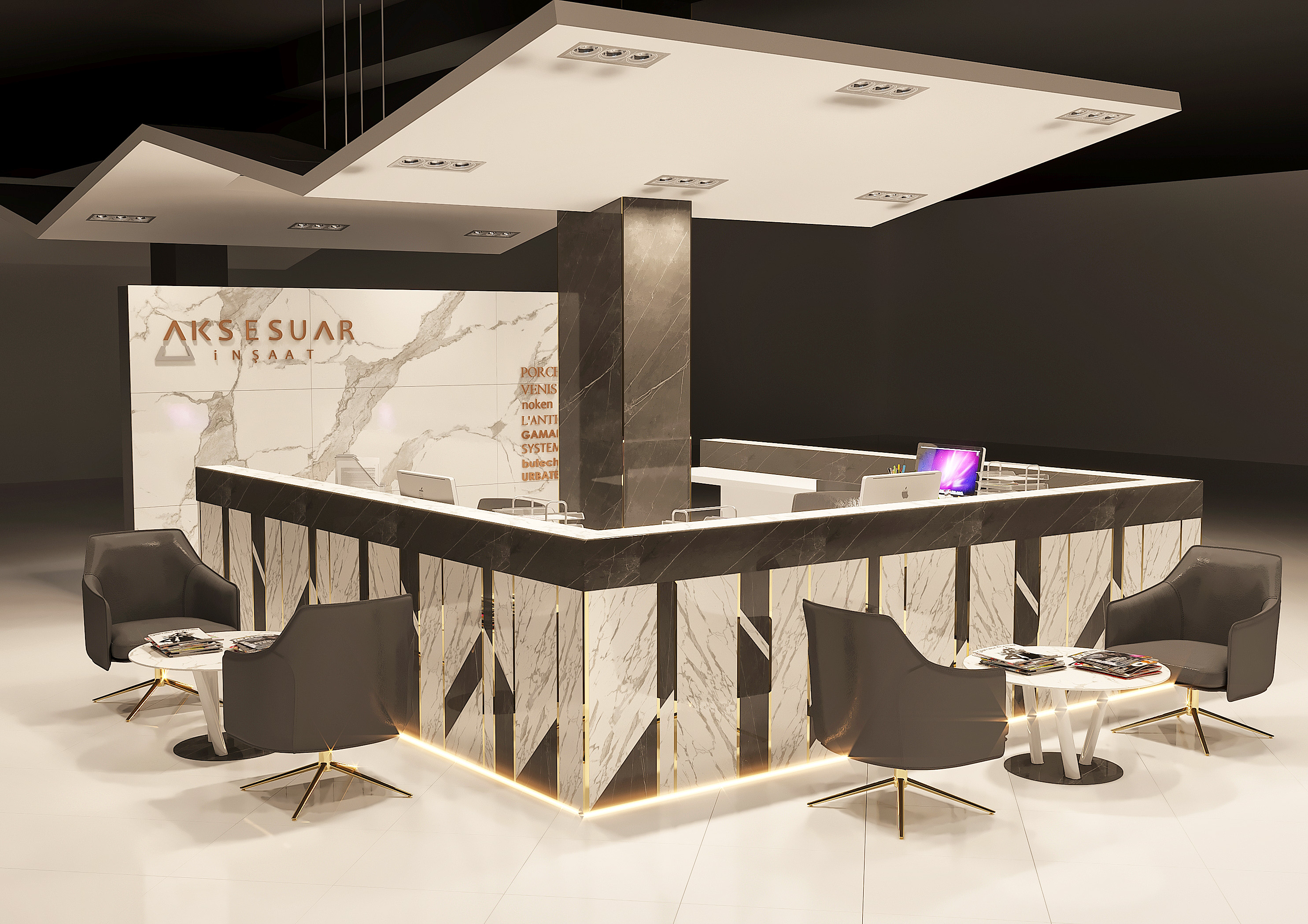 The reception design in several variants .-4