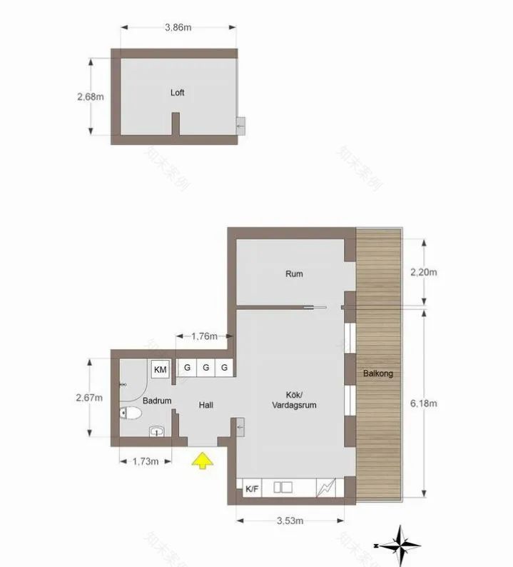 瑞典 40㎡中性风公寓,黑白灰++ 香芋紫,打造温柔独立空间-2