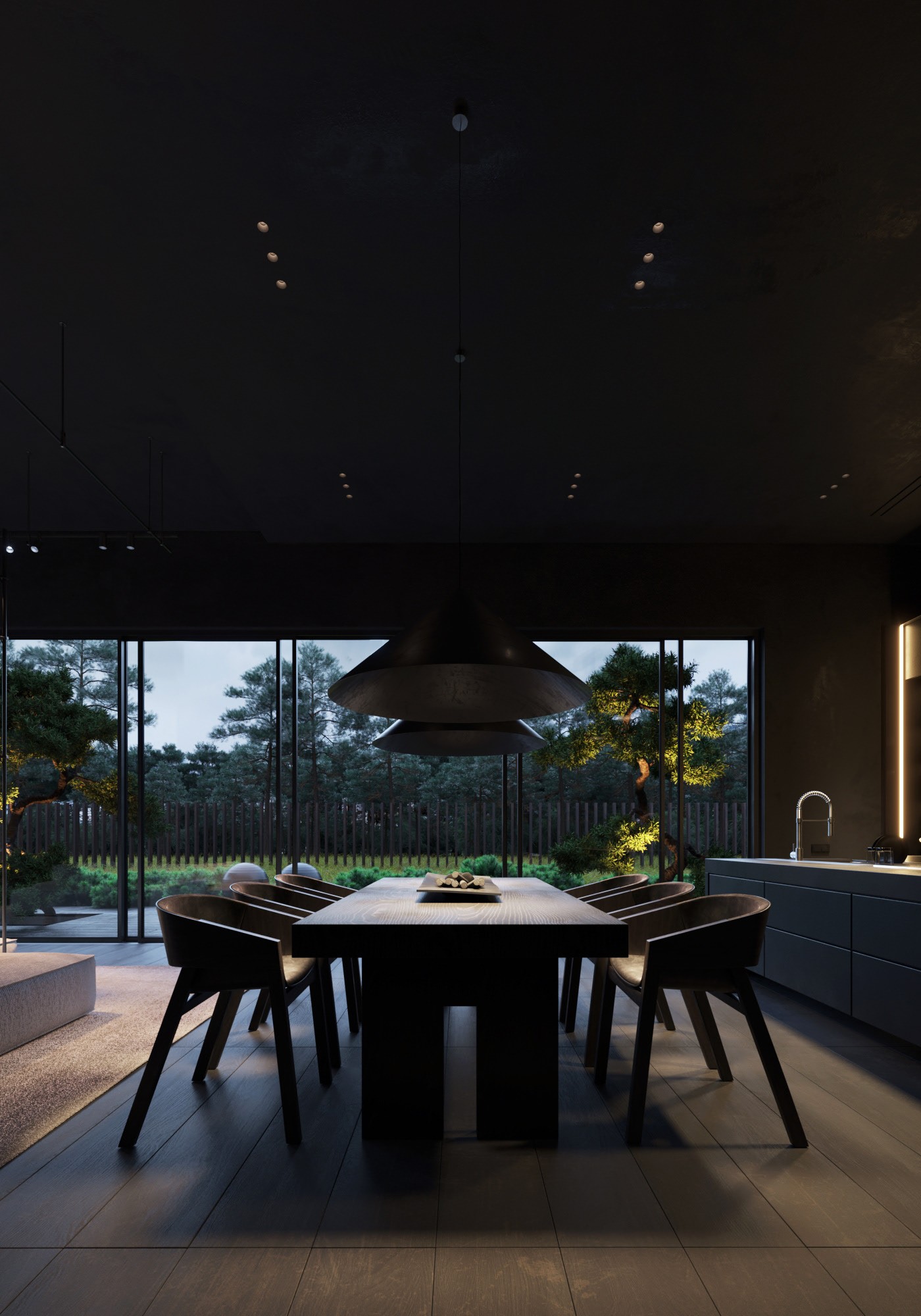 高级黑 极简别墅设计！-25