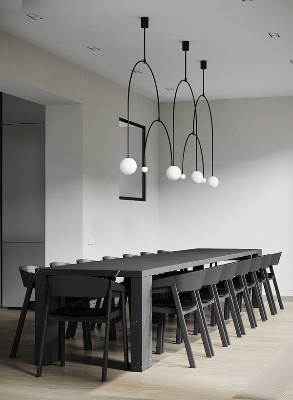 乌克兰基辅650㎡高级黑+简洁白 极简风公寓-8