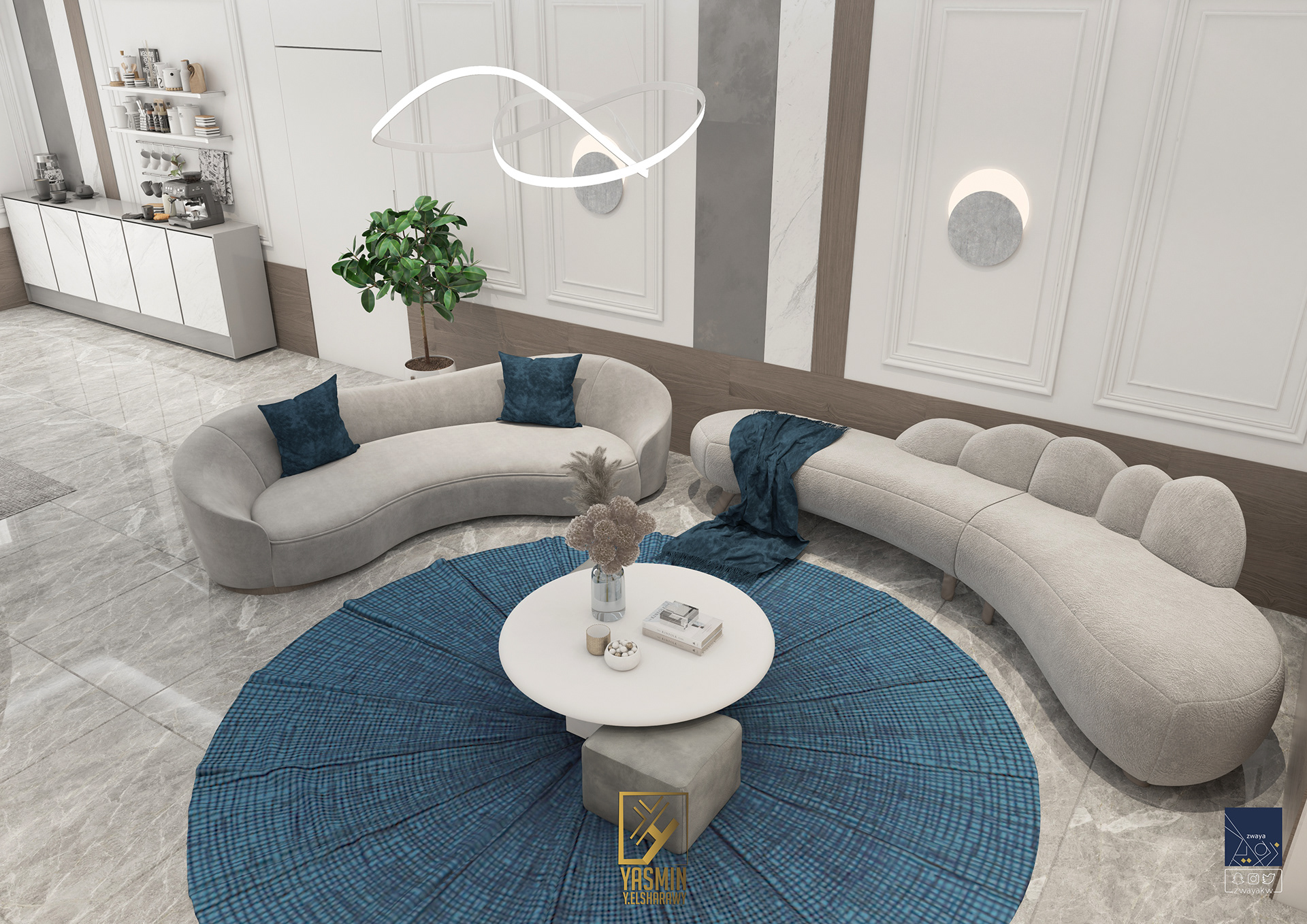 带室内花园的客厅-1