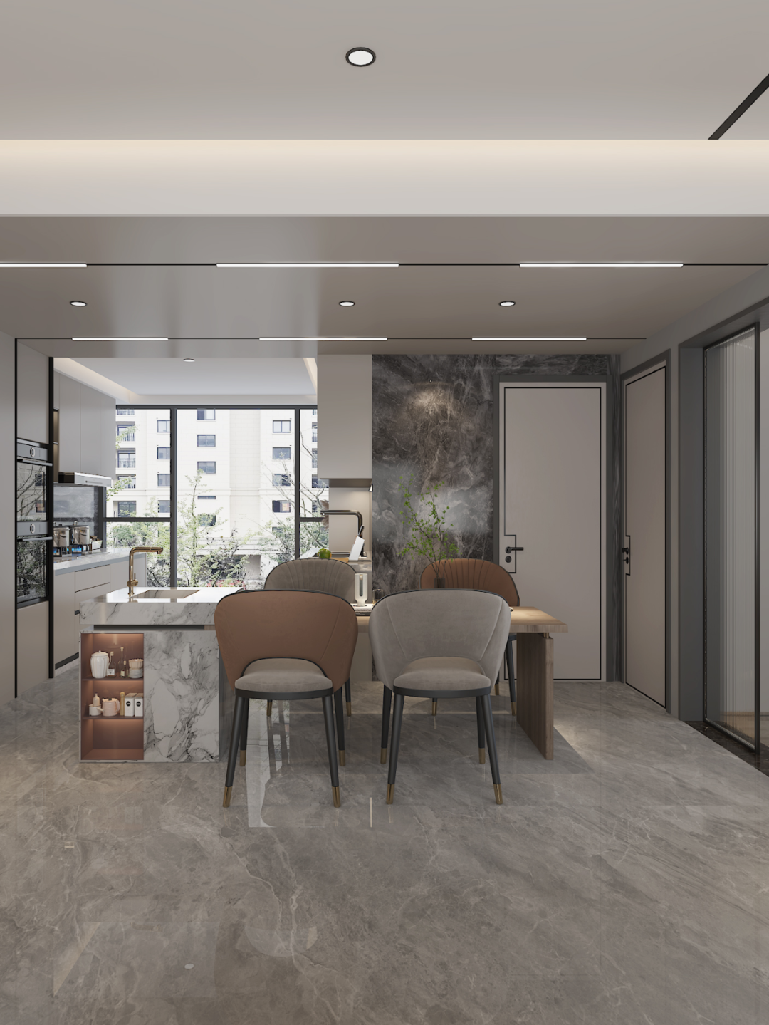 150㎡现代风，丝绒地毯×大理石地砖，擦出高级火花-40