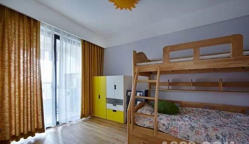 上海 95 平现代简约家居设计 | 黑白卫浴、儿童房上下床、卧室飘窗-2