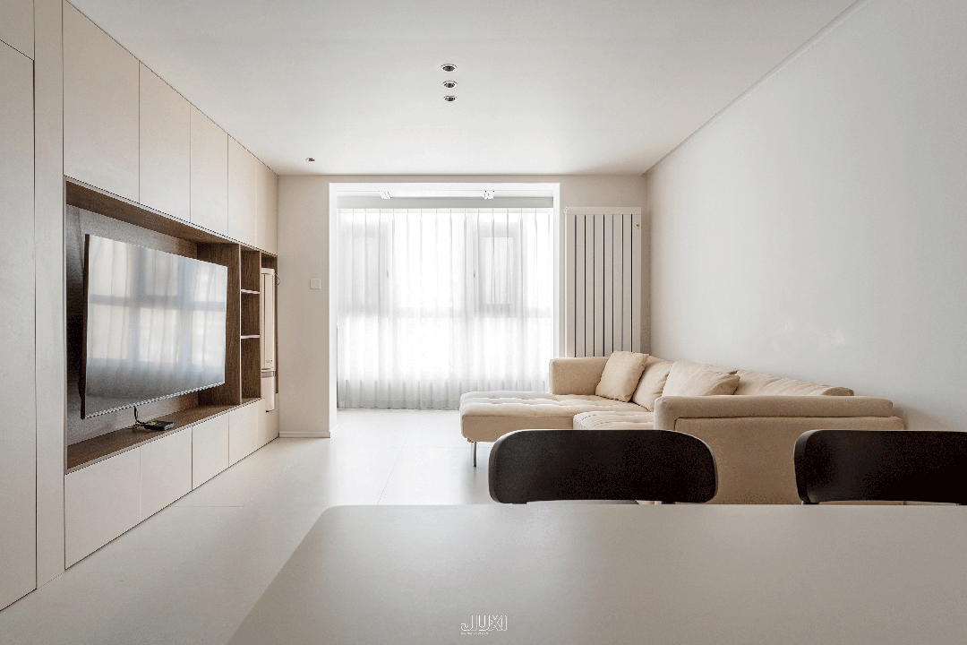 「原创案例」同色系的高级感,可以折叠的厨房解锁光影流动-21