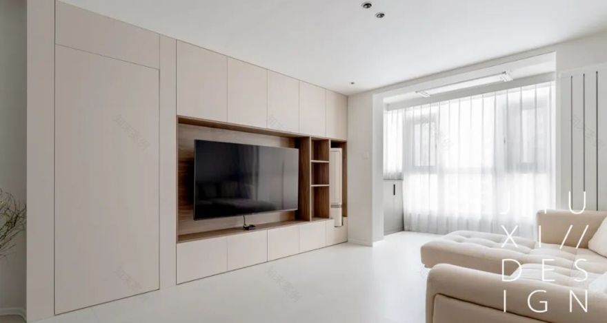 「原创案例」同色系的高级感,可以折叠的厨房解锁光影流动-86