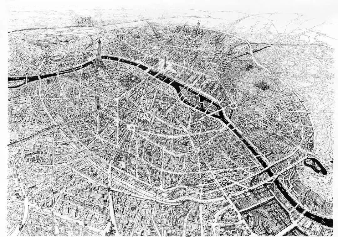 法国艺术家托马斯·达提格斯手绘中国全景建筑，细节震撼！-49