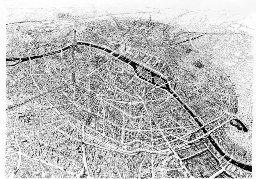 法国艺术家托马斯·达提格斯手绘中国全景建筑,细节震撼!-49
