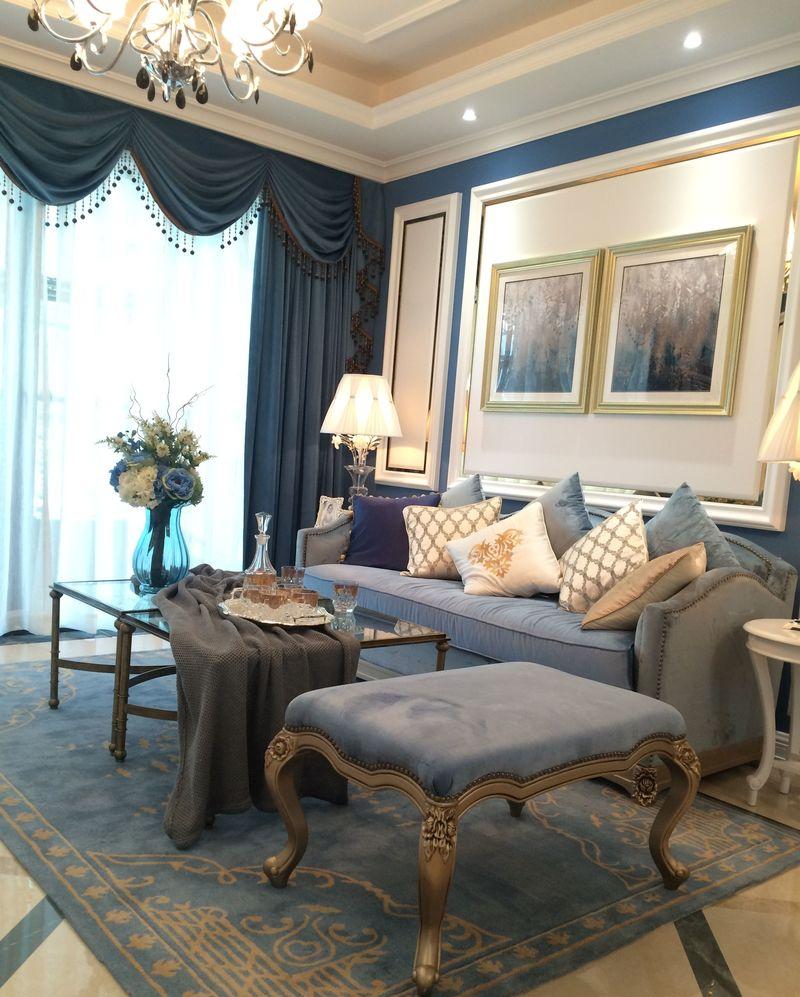广州衡展江山时代房地产104平米法式浪漫蓝调空间设计-15