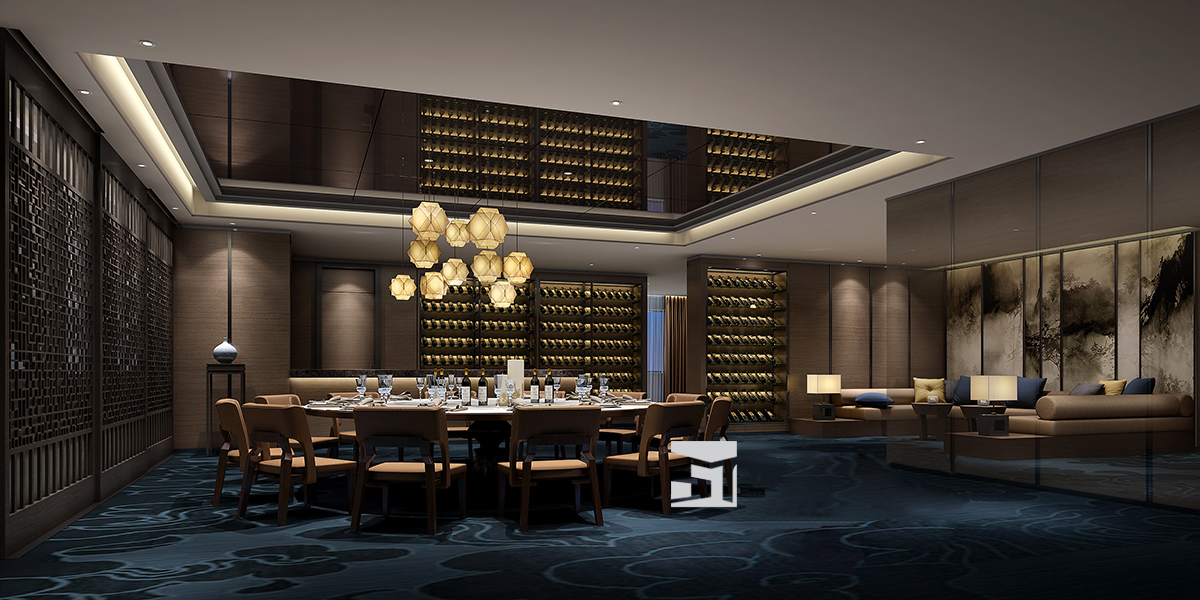 餐厅设计效果图中餐厅餐厅包间包房小吃店面馆工业主题餐厅-9-14