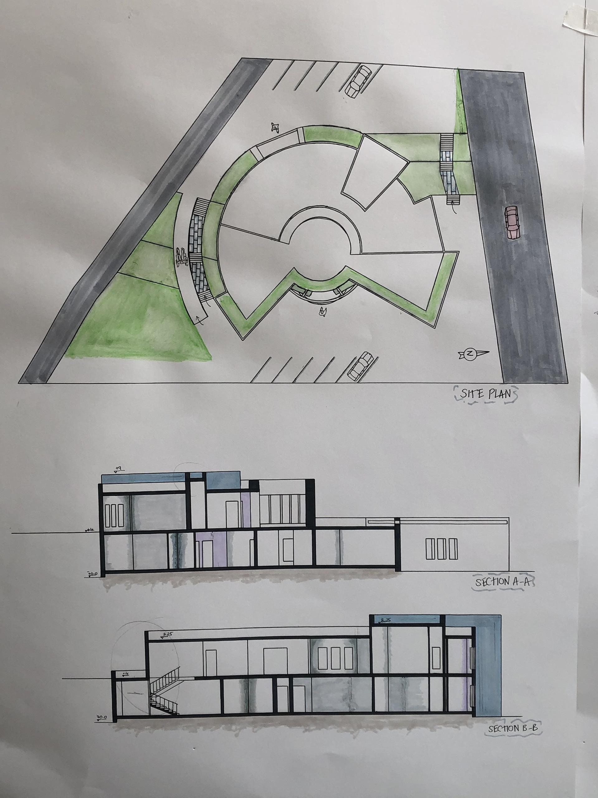 Clinic design - 2nd year, Hand drawings-8