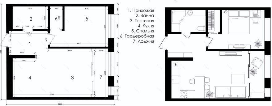 46·5平单身青年一居室公寓室内设计-1