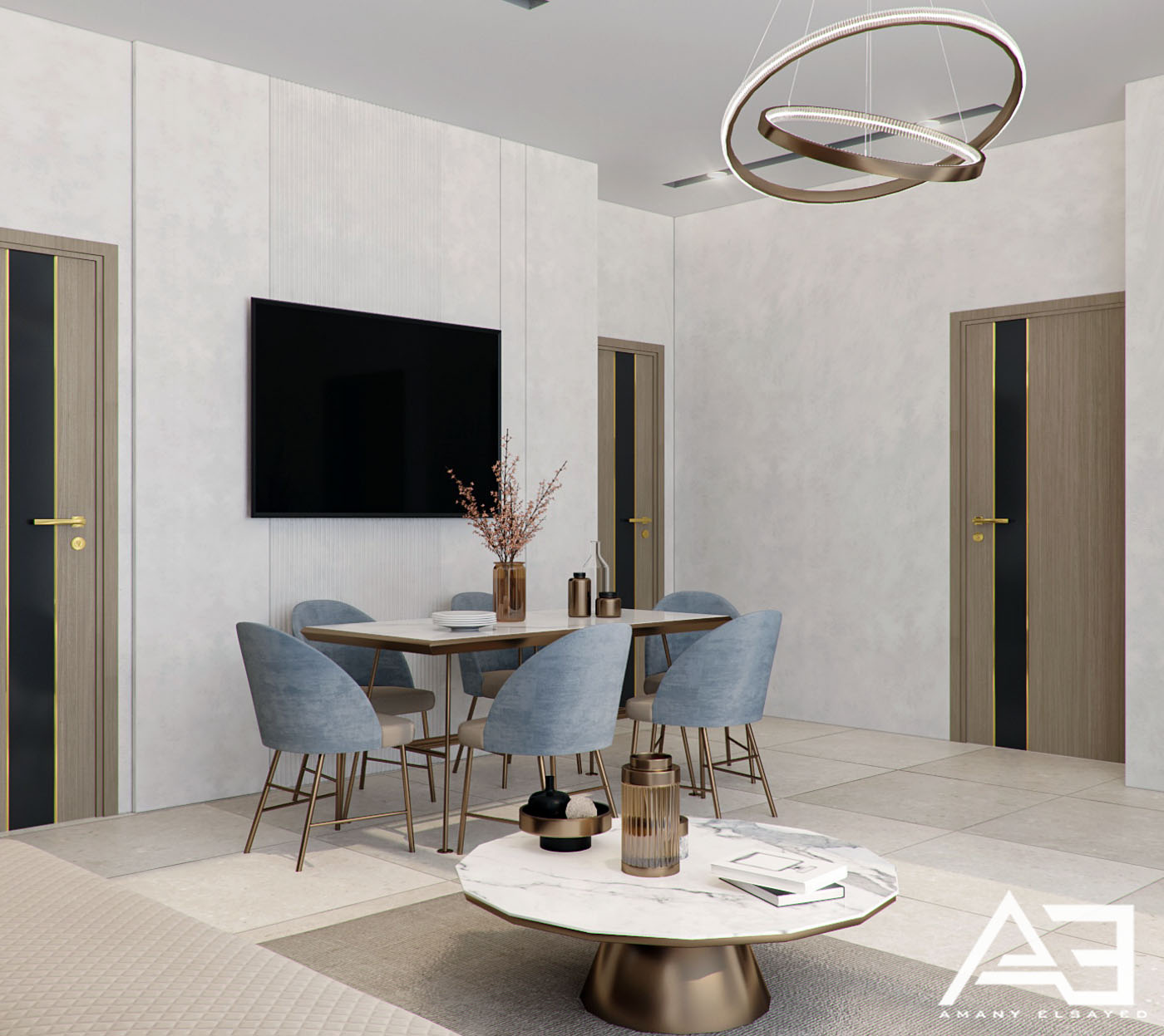 现代化带卫生间的客厅丨沙特阿拉伯丨AMANY ELSAYED-7