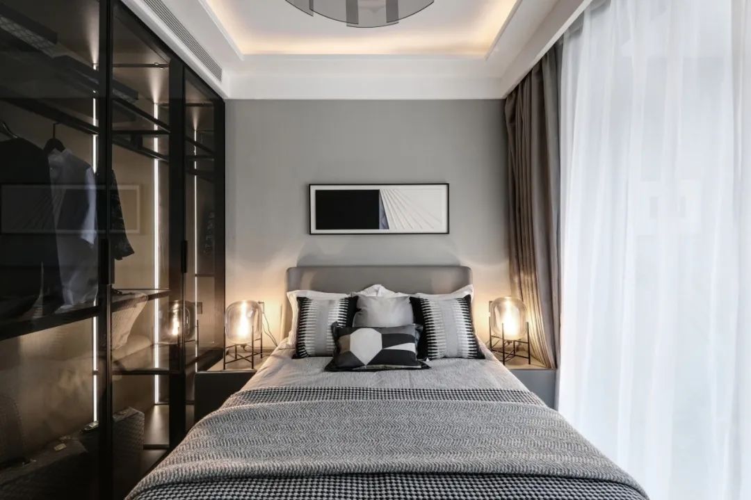 烟台万科翡翠长安样板间 | 抹茶色遇见黑灰色，简约至美-88