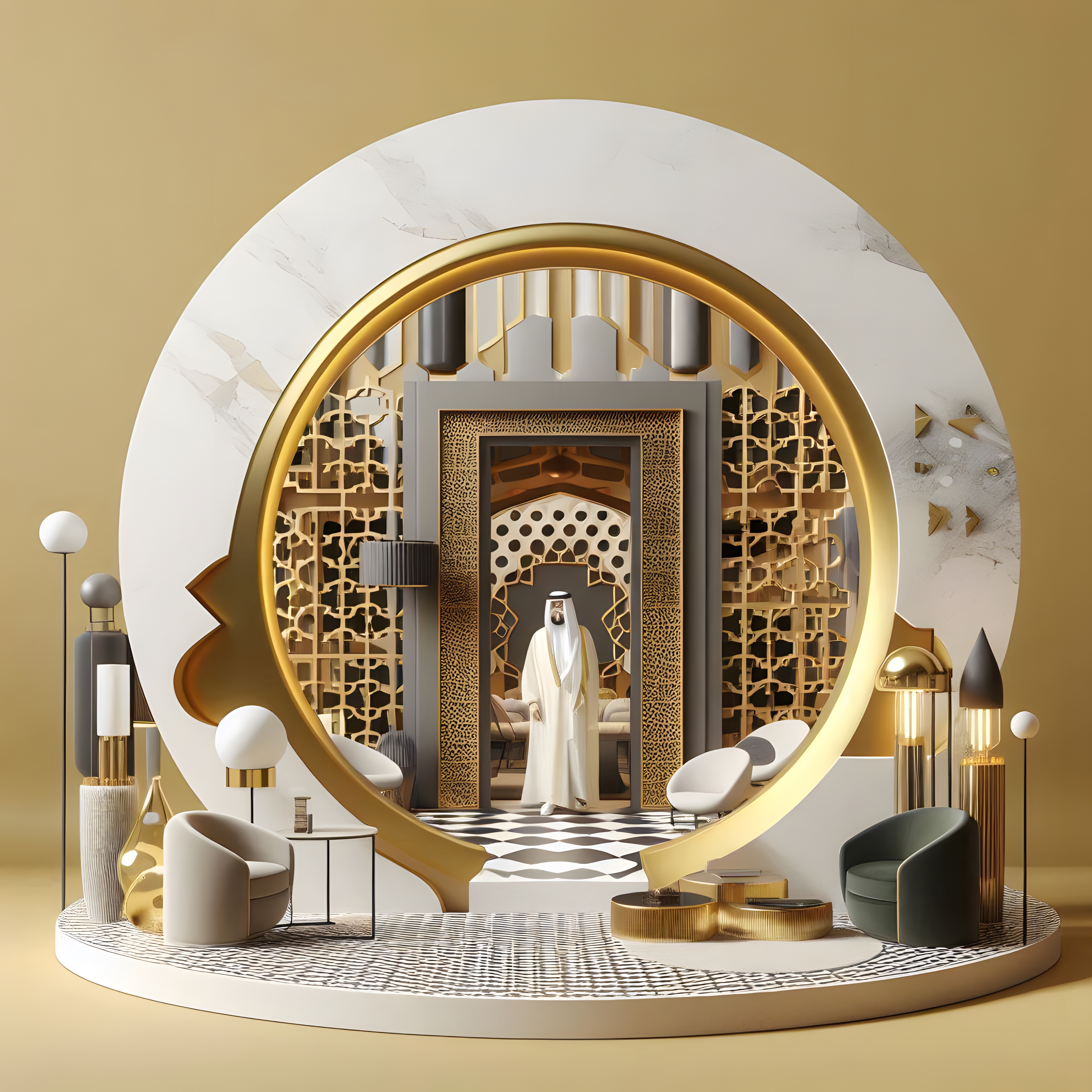 The door arch design with Arab cultural characteristics-11