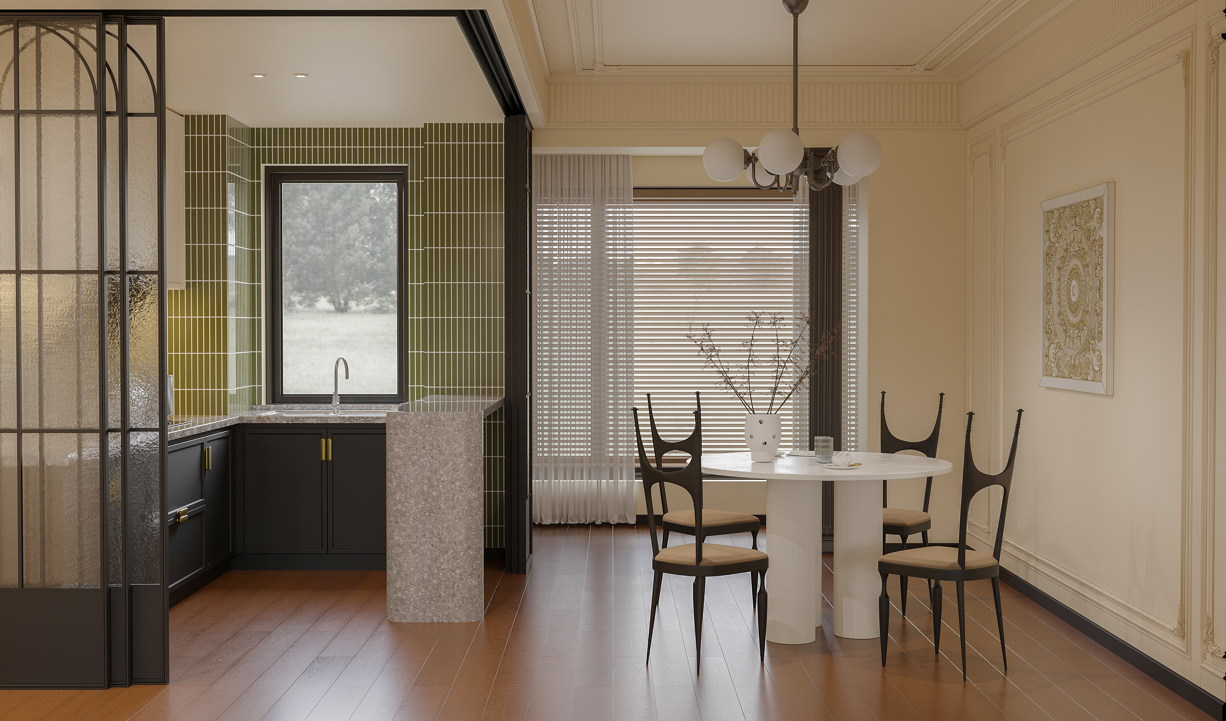 轻法式客餐厅设计丨室内表现进阶训练营-2