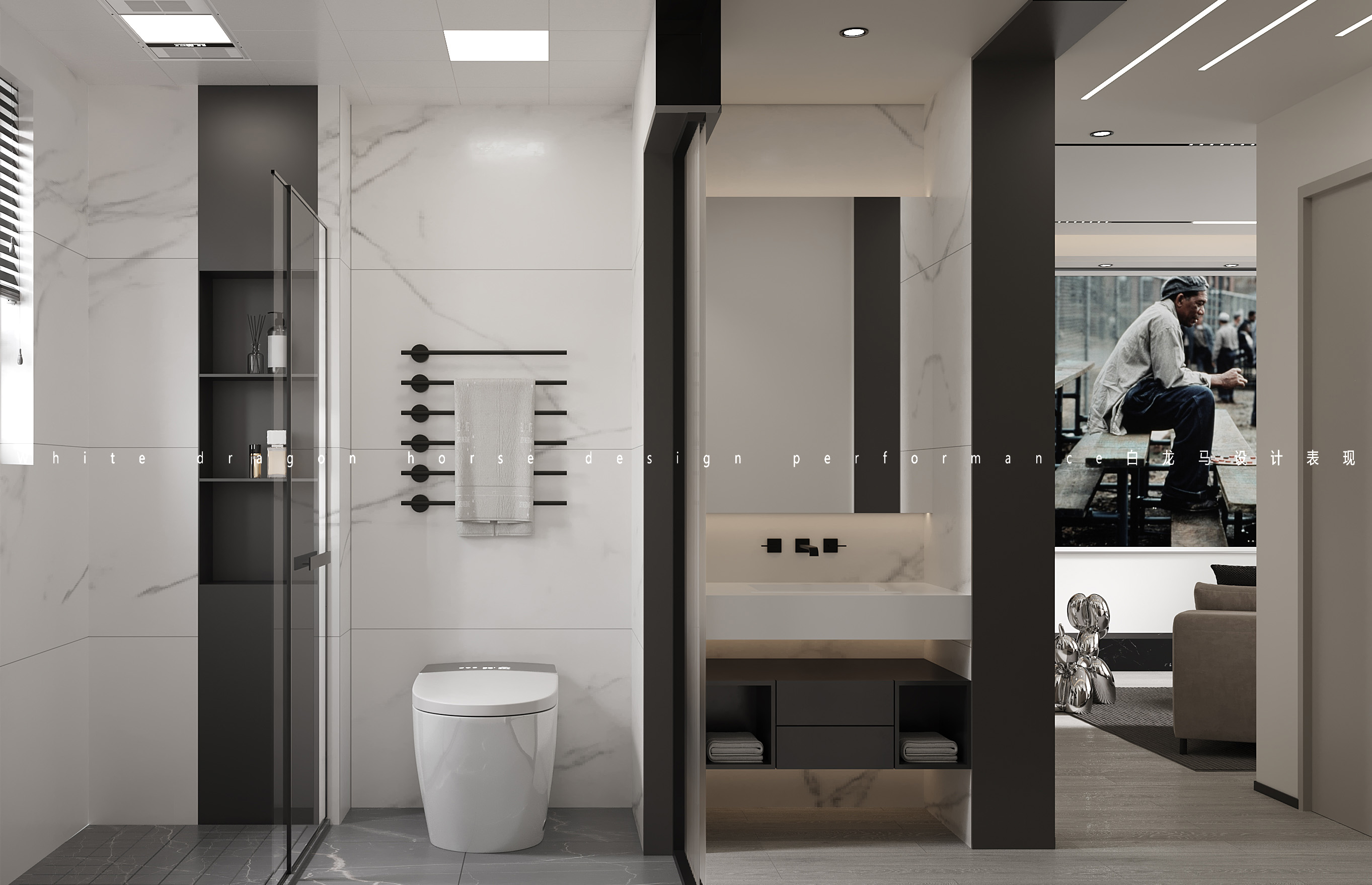 平层黑白灰案例——白龙马效果图-0