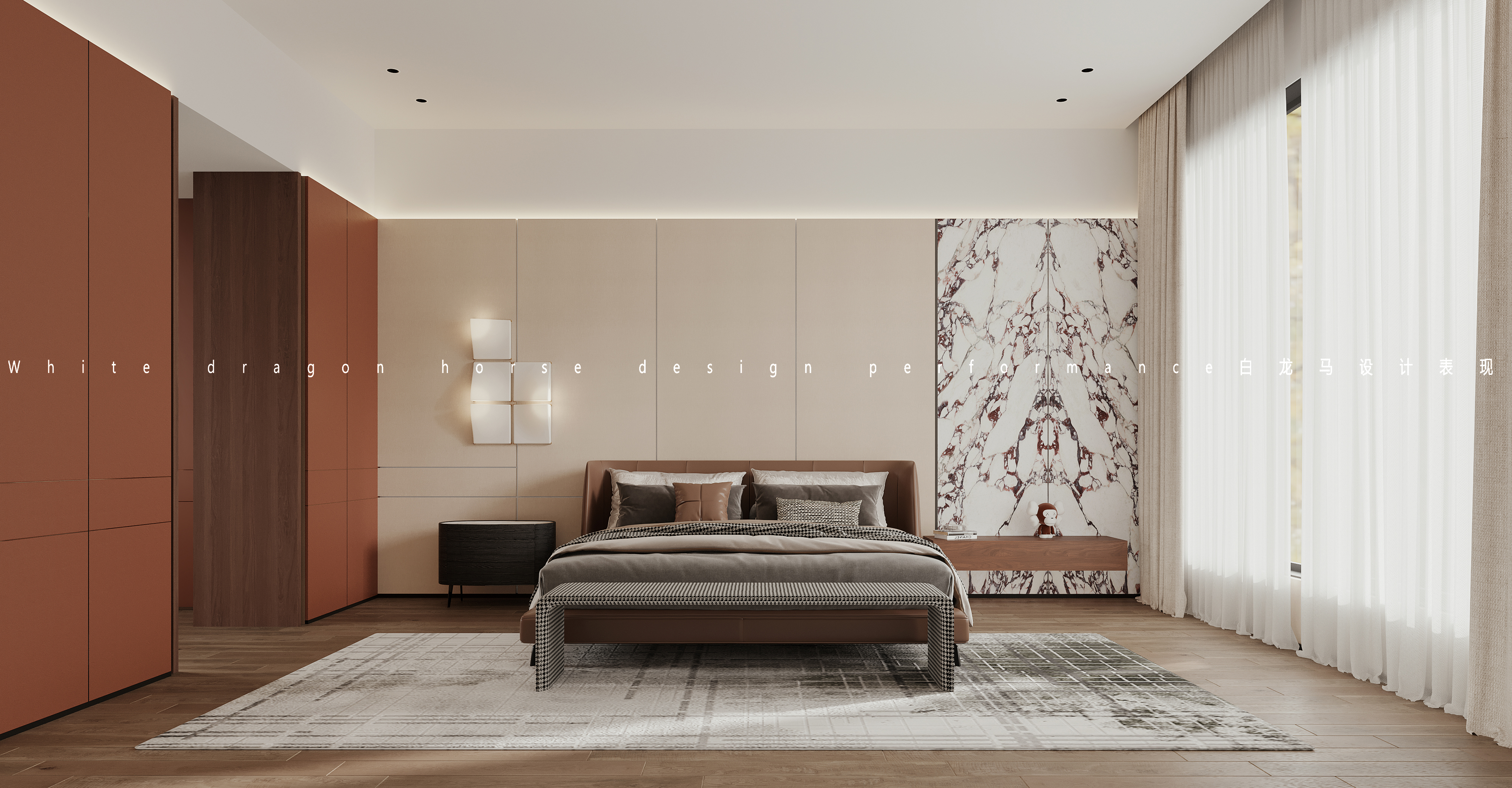 现代客餐厅卧室——白龙马效果图-7