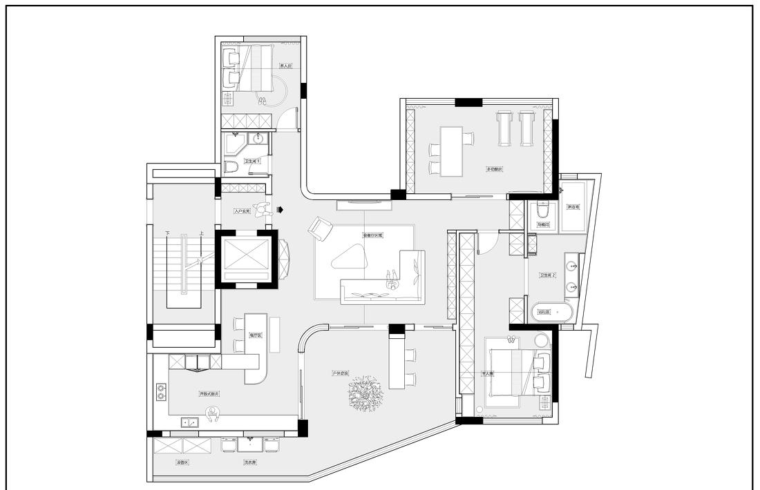 邓子设计丨平层丨186m²空中院墅演绎光影跌宕-0