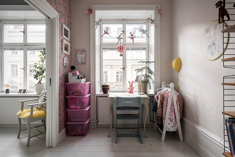 斯德哥尔摩 73 平米创意公寓 | 大胆墙纸与明亮装饰-14