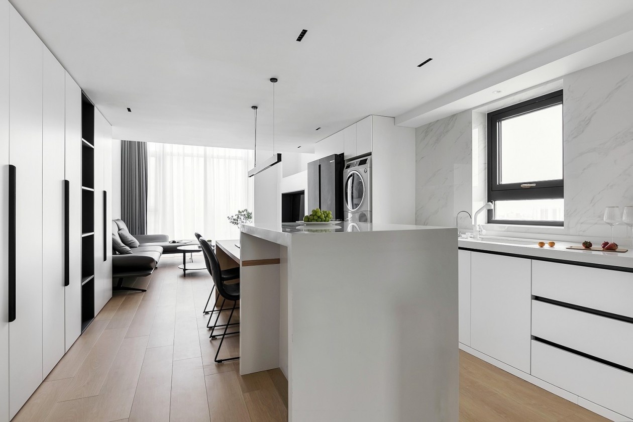 极致黑白灰 loft公寓设计丨中国上海丨上海鸿鹄设计-8