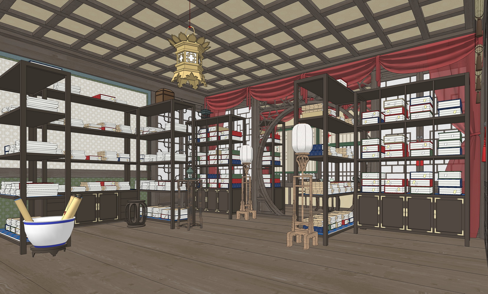 古代书房SU模型-5