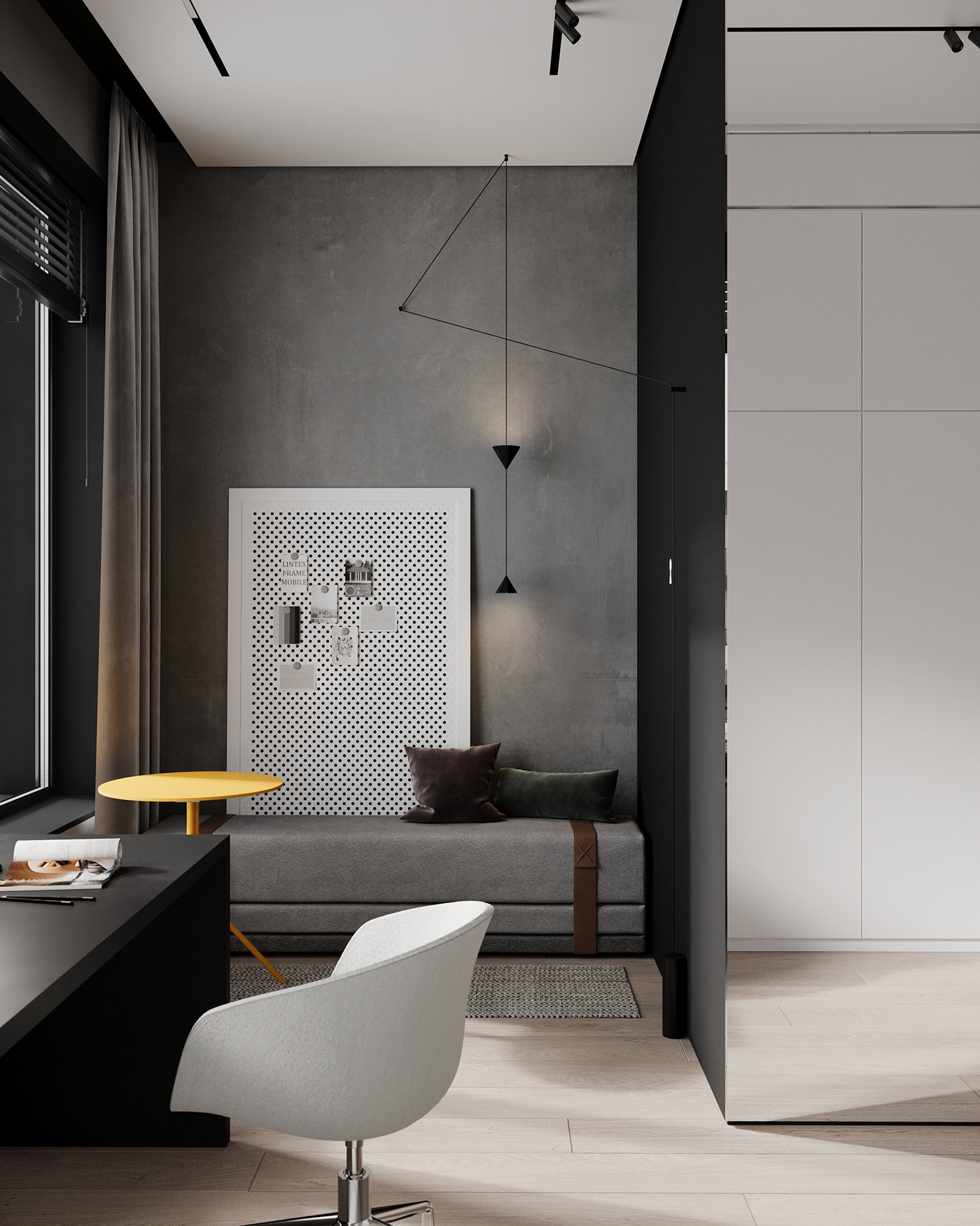 83㎡深色系小空间公寓设计-14