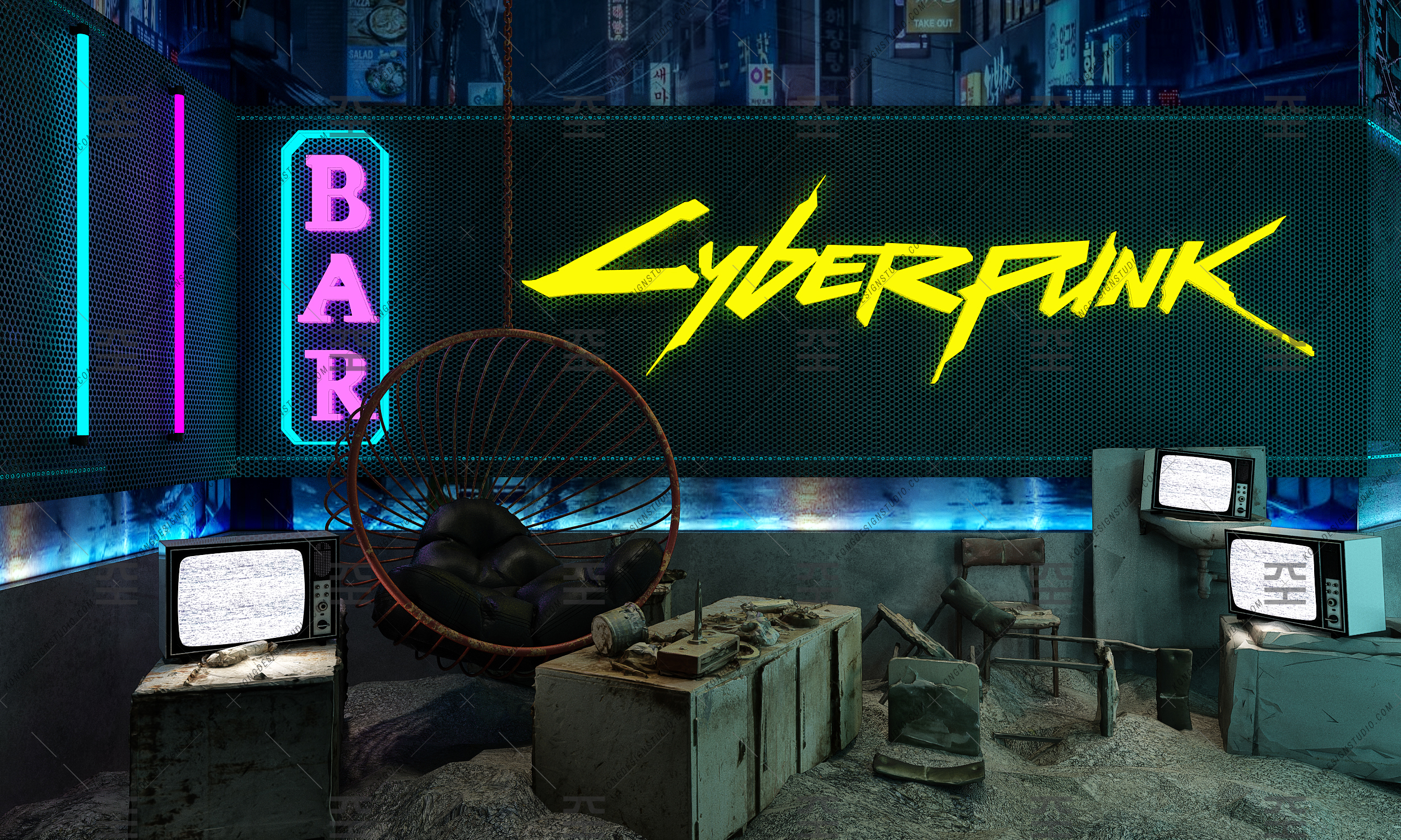19/ Cyberpunk Bar Concept-1