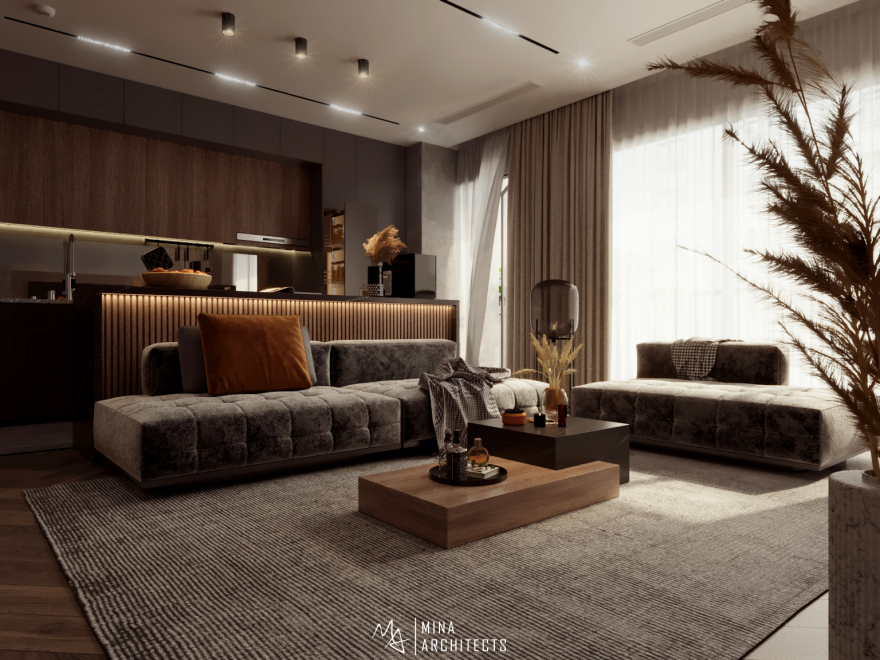 现代舒适开放式厨房与客厅设计-2