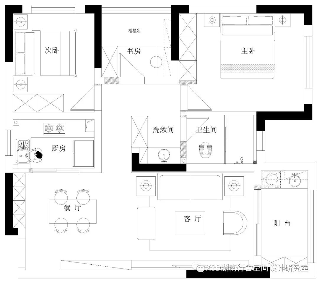 鑫远悦城•陈宅 | 95㎡现代简约三房，紧凑空间多功能设计-10