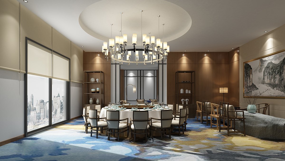 餐厅设计效果图中餐厅餐厅包间包房小吃店面馆工业主题餐厅-28