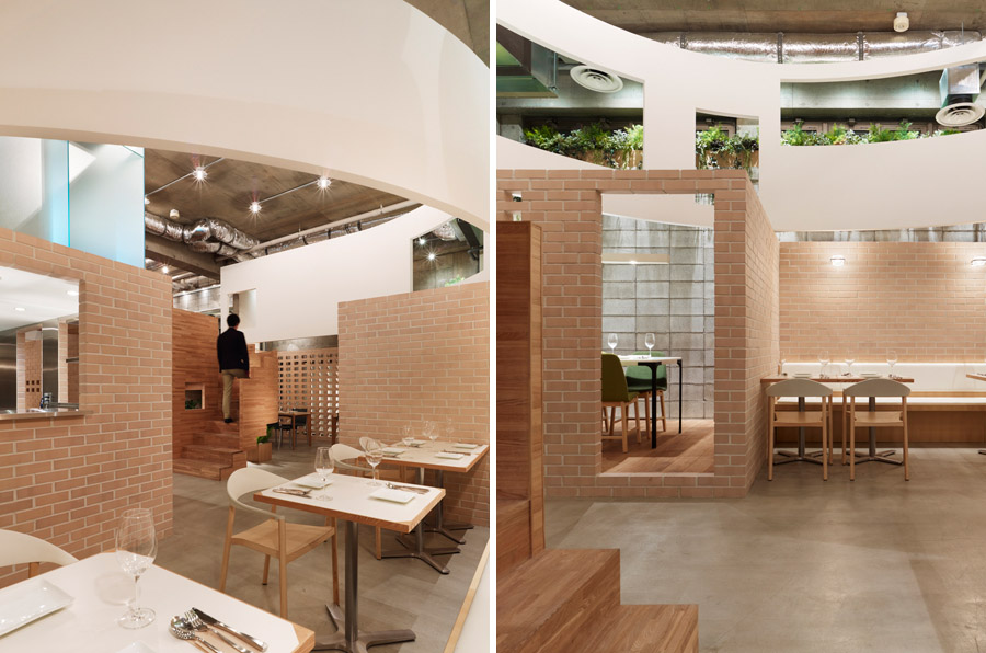 东京半地下有机餐厅,层高 4.39 米的空间魔法-23
