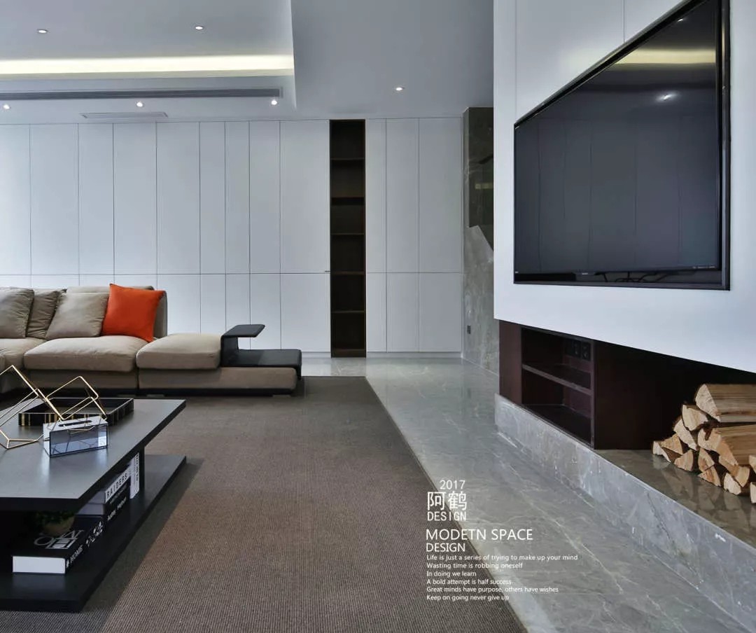 客厅中间的一堵墙竟然是电视机绝佳的摆放位置？| 阿鹤设计-7