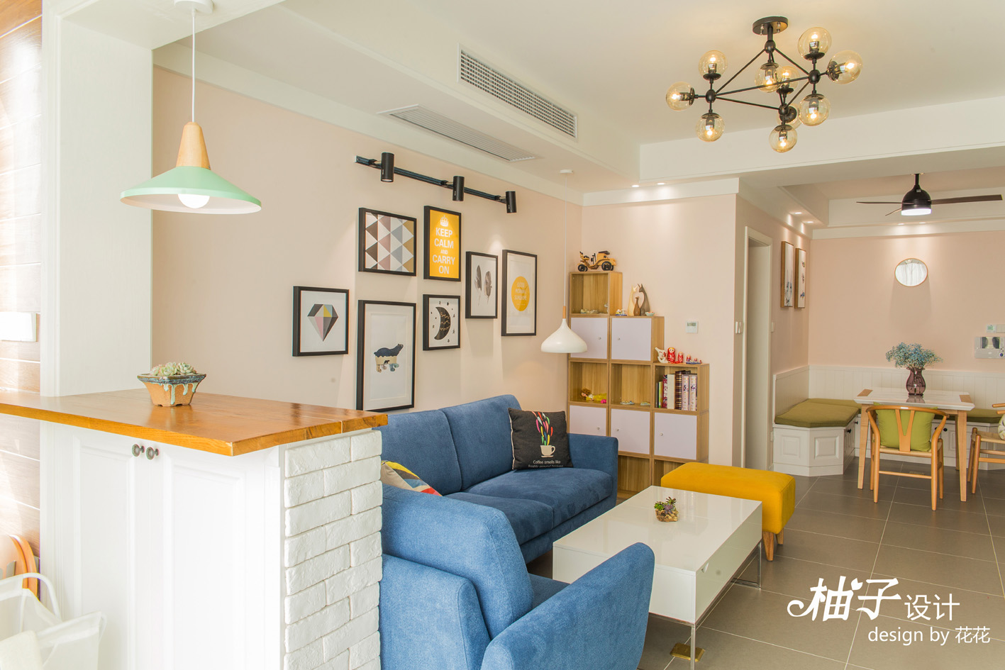 柚子空间设计--苏龙苑90平--马卡龙遇见你                     -2