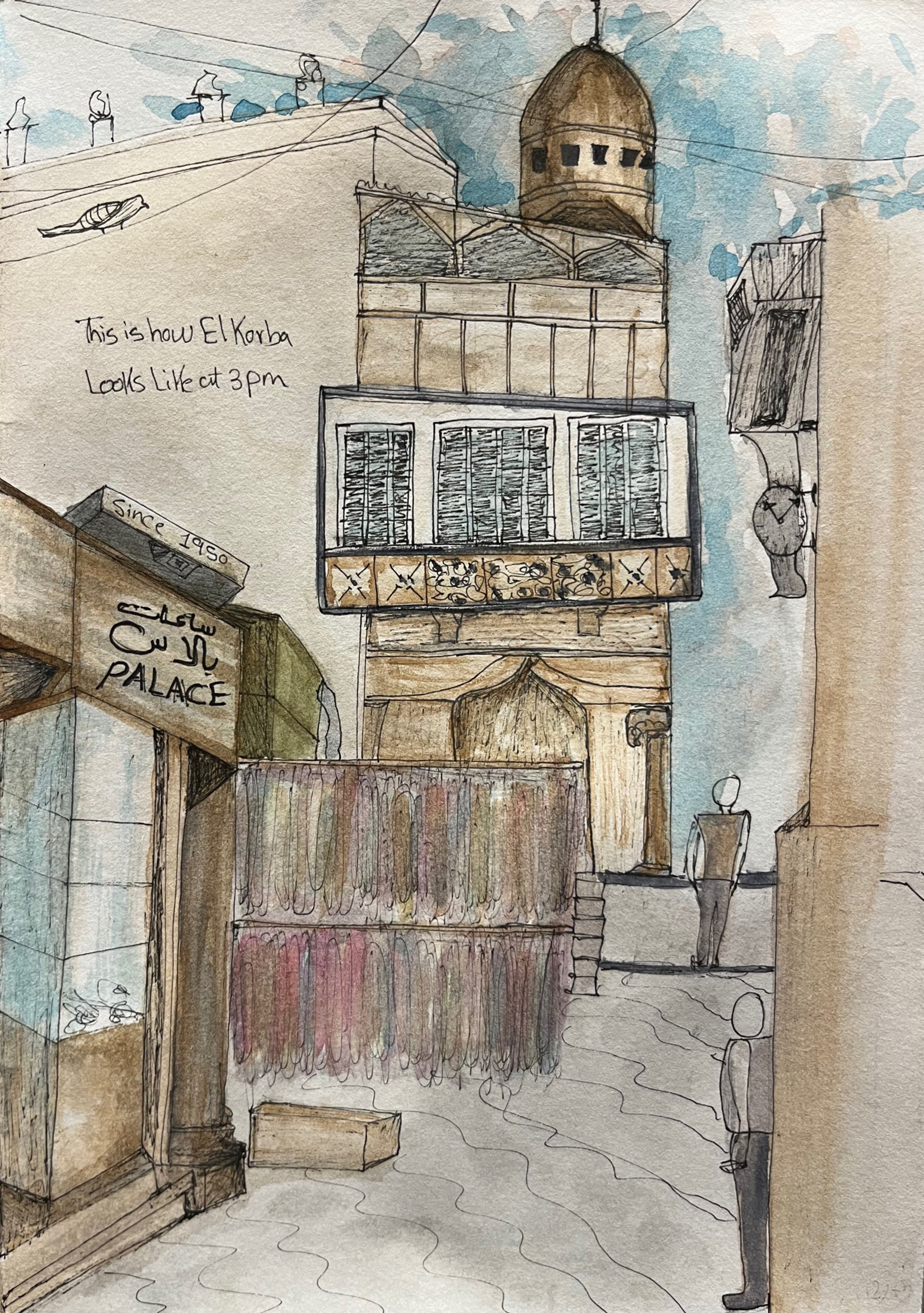 El-korba old cairo architecture-freehand sketchs-6