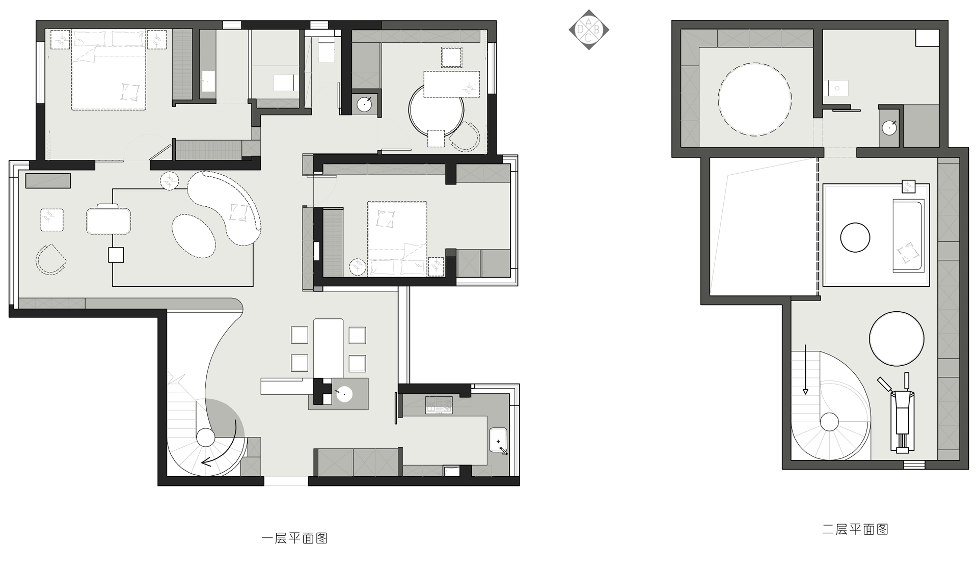 挑空客厅+静谧蓝,营造随性的现代摩登二人居-5