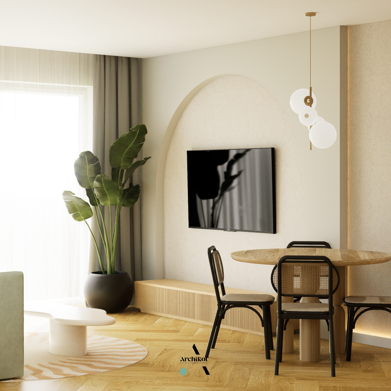 projekt salonu w pastelach - projekt wnętrza łódź-5