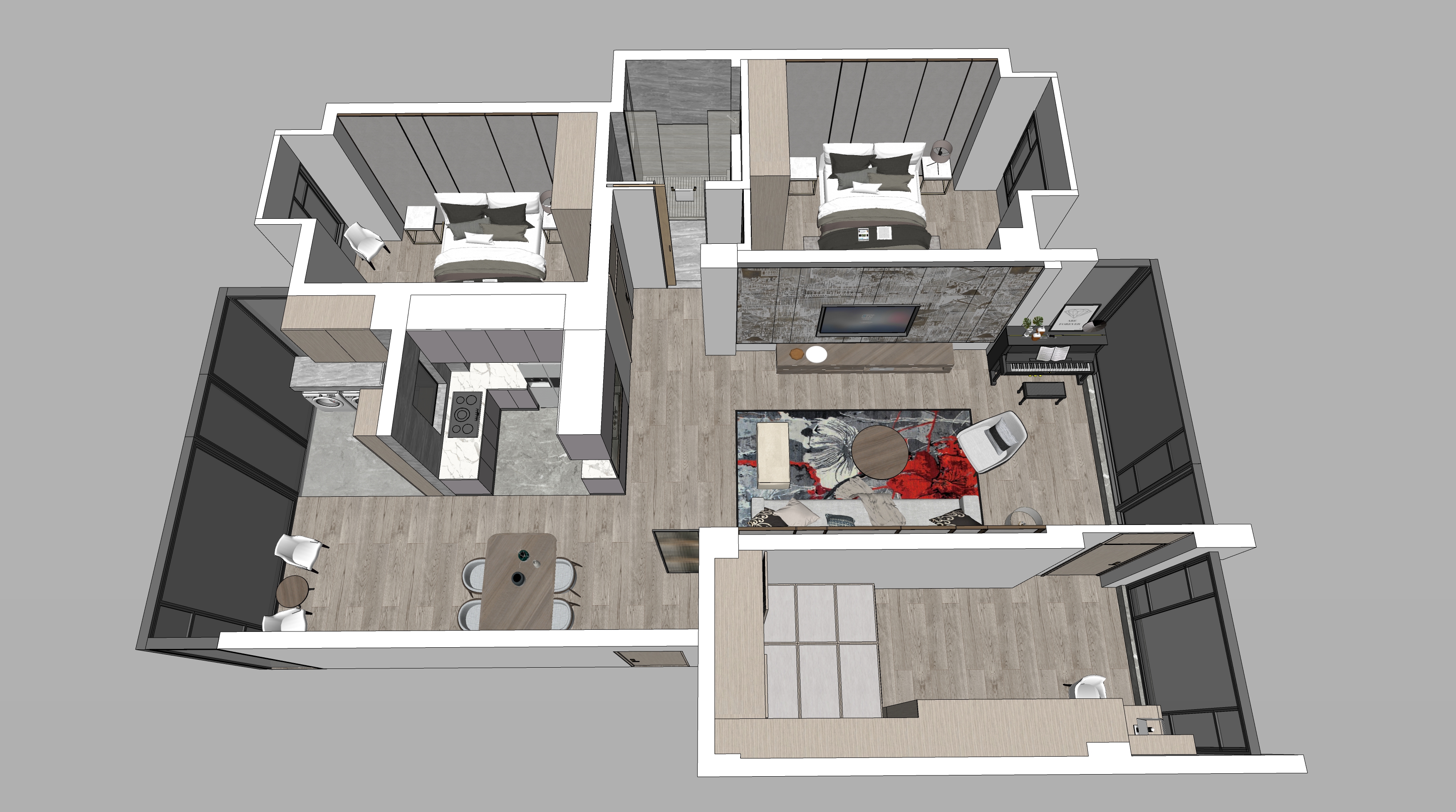 sketchup草图大师2021年为客户设计的方案表现-1