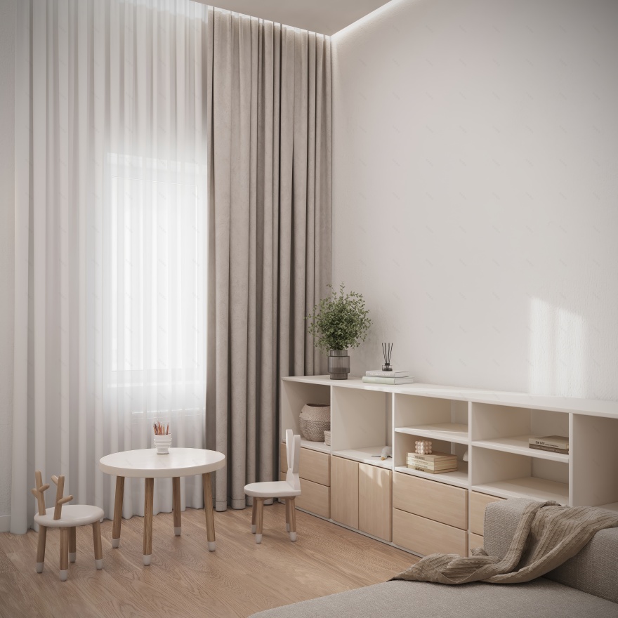 米色儿童房设计项目丨Veronika Berezhnaya-7