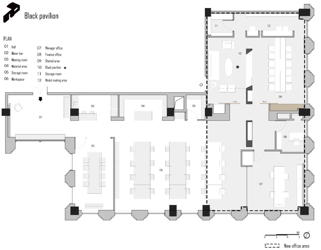 “黑亭”的无用之美，巧妙划分空间打造多功能办公环境-55