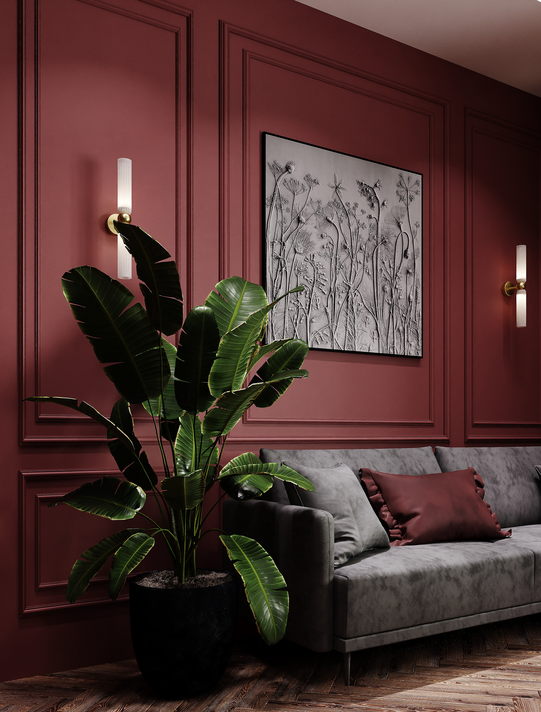 新古典风格带酒红色点缀厨房设计-6