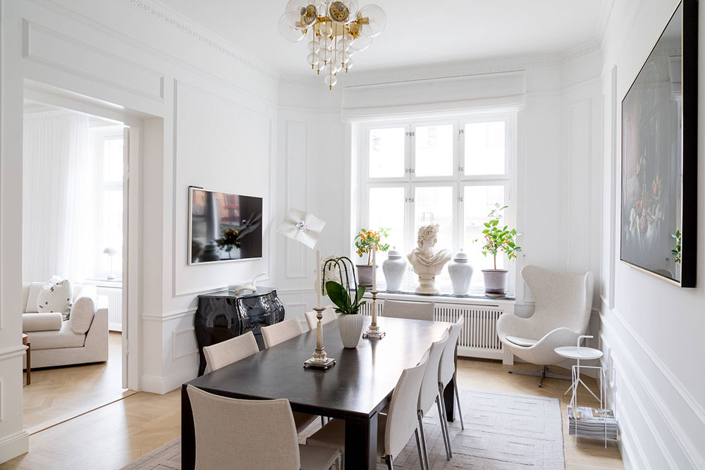 斯德哥尔摩优雅白色公寓,超大空间与精致装饰的完美结合-12