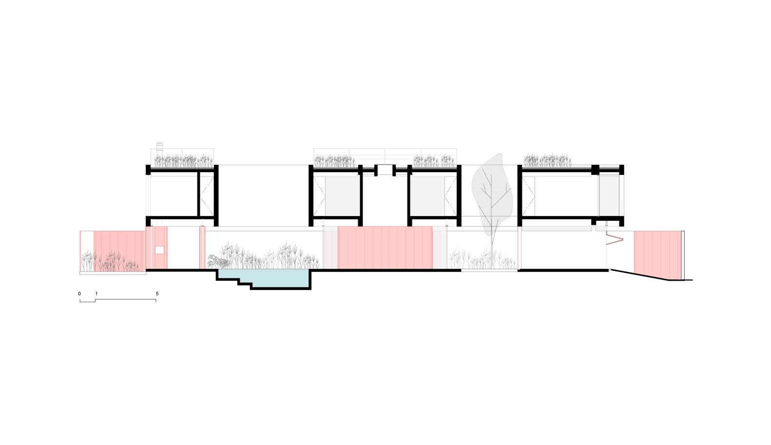 边界住宅 | 耐候钢棱柱框架与交错空间设计-24