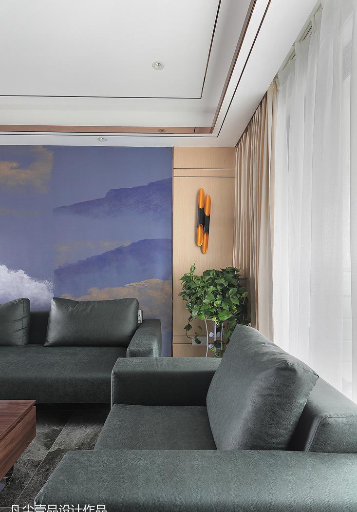 轻奢绿色玄关,精致山水空间-8