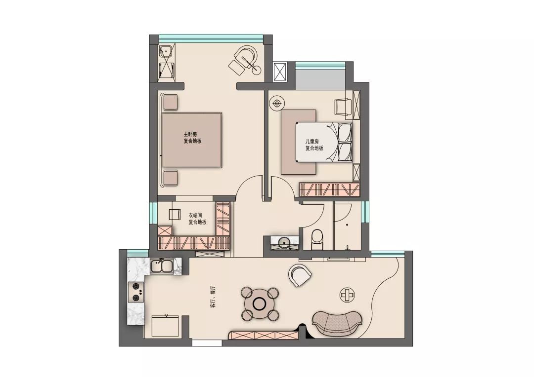 88㎡武汉住宅 | 红配绿温暖空间,以人为本的设计理念-18